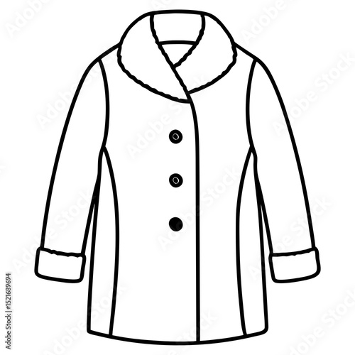 Winter Wool Coat Vector – Stylish Cold Weather Outerwear Illustration