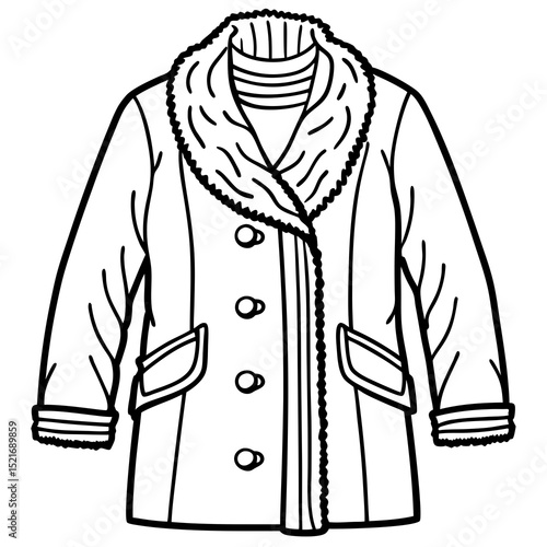 Winter Wool Coat Vector – Stylish Cold Weather Outerwear Illustration