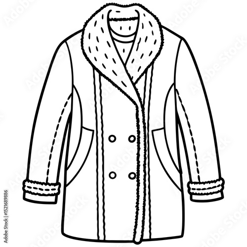 Winter Wool Coat Vector – Stylish Cold Weather Outerwear Illustration