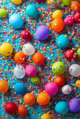 Colorful Balloons and Confetti Create a Festive Atmosphere for Celebrations a...