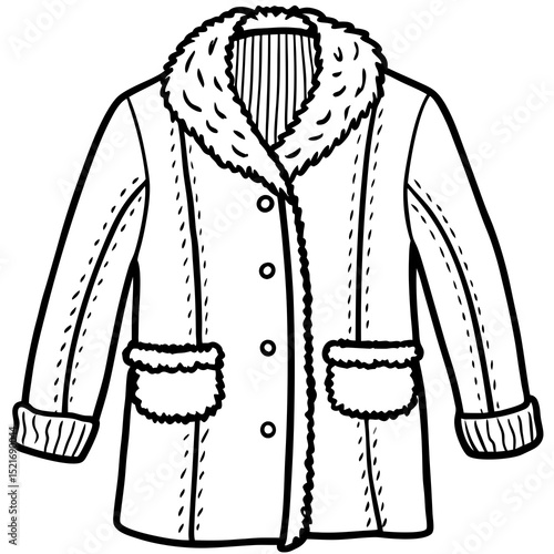 Winter Wool Coat Vector – Stylish Cold Weather Outerwear Illustration