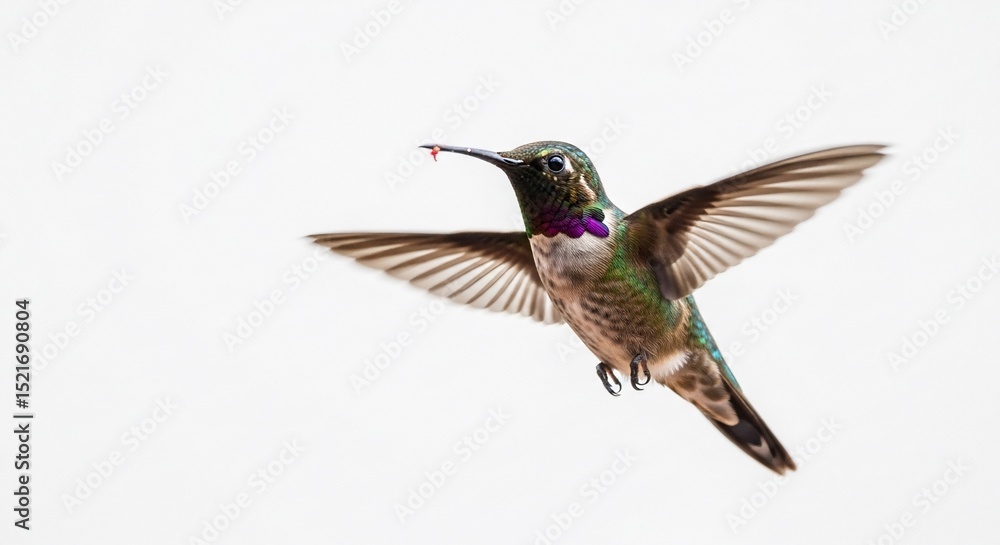 Fototapeta premium Costa's hummingbird flying bird wildlife nature animal wings flight avian feathering iridescent plumage