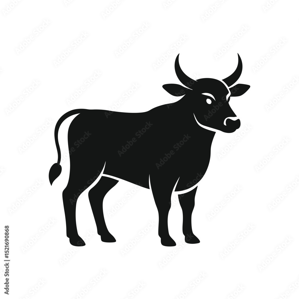 Silhouette vector icon of ox on white background in Adobe Illustrator Artwork Silhouette vector icon of ox on white background in Adobe Illustrator Artwork