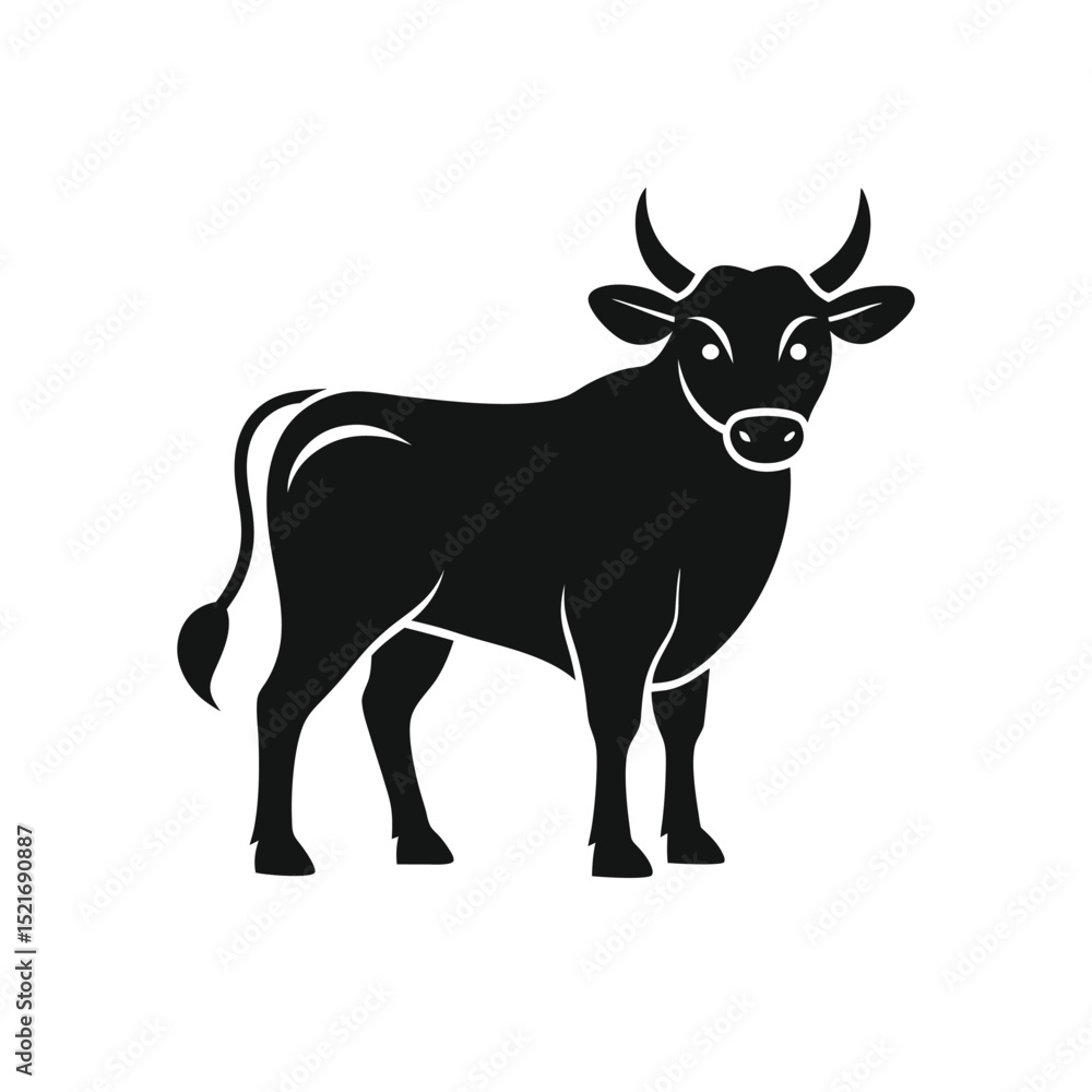 Silhouette vector icon of ox on white background in Adobe Illustrator Artwork Silhouette vector icon of ox on white background in Adobe Illustrator Artwork