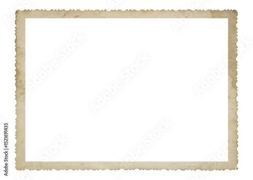 Old photo frame isolated. Retro vignette photo paper texture.	