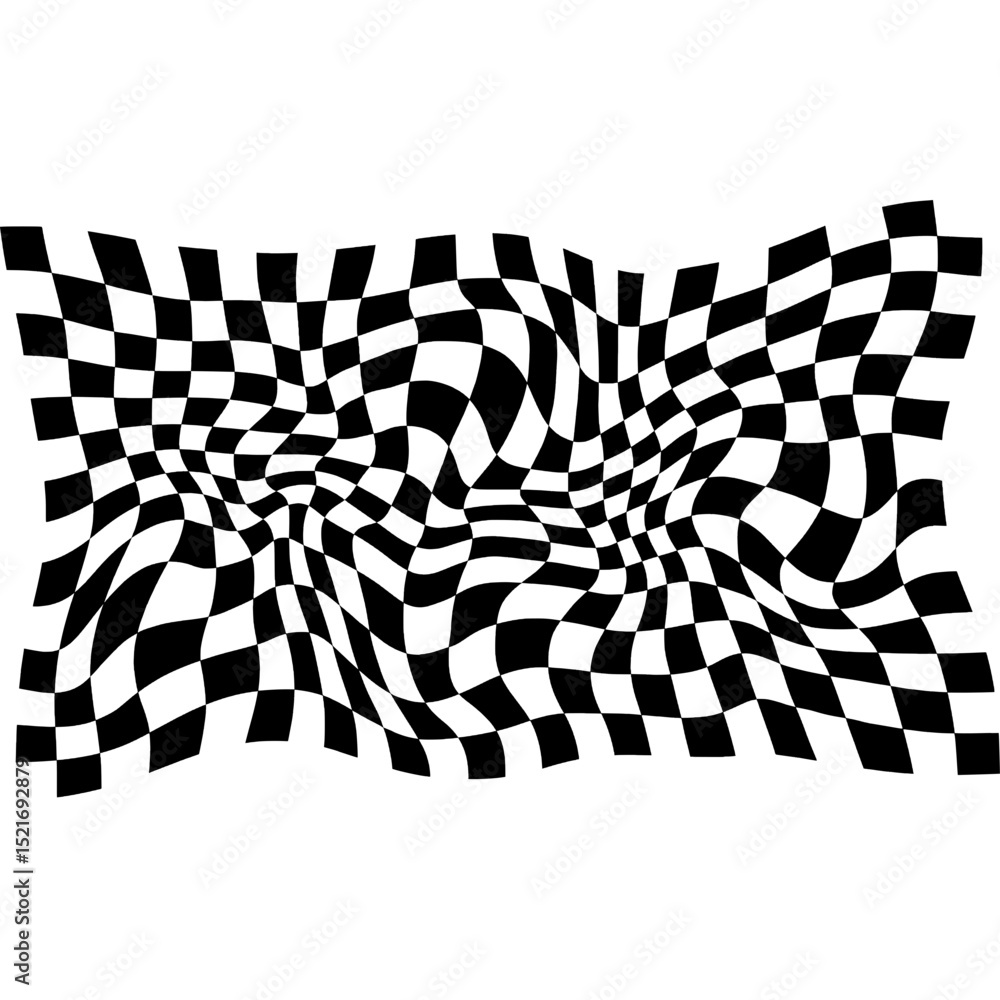 Fototapeta premium Warped Checkerboard Pattern – Black and White Optical Illusion Background