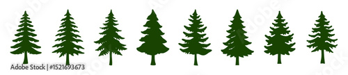 Tree and forest silhouettes vector .collection of trees and wilderness elements illustration on white background	
