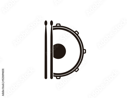 Drum icon in flat circle isolated on white background illustration for web