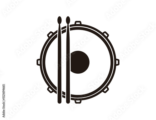 Drum icon in flat circle isolated on white background illustration for web