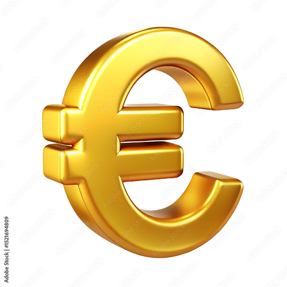 Fototapeta premium 3d golden euro symbol isolated on white background