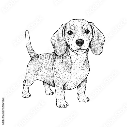 Stippled Beagle Puppy Elegant Pet Portrait Art Print