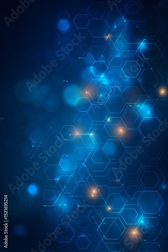 Abstract Blue Hexagonal Pattern With Light Effect in Digital Space.