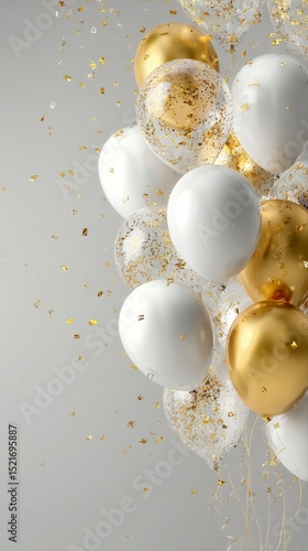 Celebration Balloons With Gold and White Colors in a Festive Atmosphere Fille...