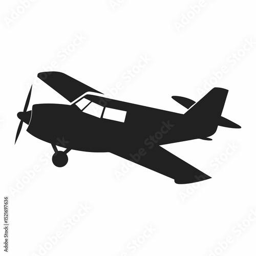 Small airplane icon black silhouette flight travel