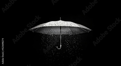 Splashing Water Under an Umbrella Creates an Artistic Black and White Display.