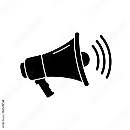 Simple Broadcast Tool Glyph Vector Featuring Clean Edges And Sound Lines For Marketing Alert Or Public Address Element