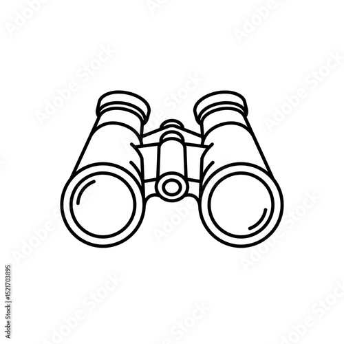 Binoculars Icon Black Line Art Pair Outline Showcasing Front View For Observation Or Foresight Symbol