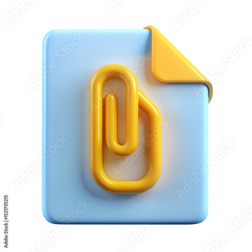 3D Attach File  Icon isolated on transparent background