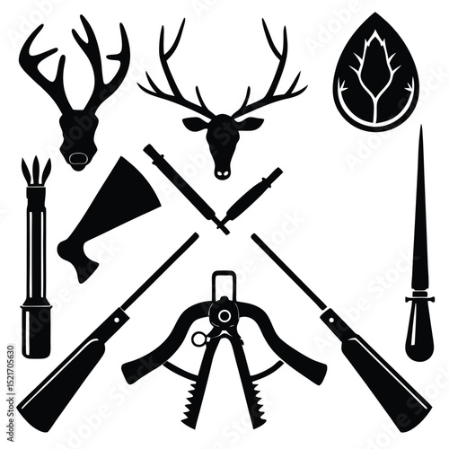 Modern clean beautiful  hunting tools vector editable icon graphic design