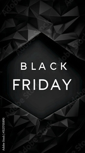 Black Friday Sale Promotions Featuring Bold Text on Dark Geometric Background