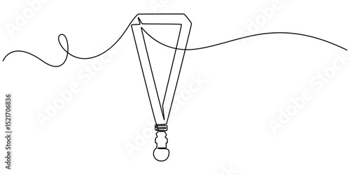 Continuous line drawing badges id cards holders isolated on white background. Vector illustration, man shows her badge, which hangs around his neck - one line drawing. concept correspondent with badge