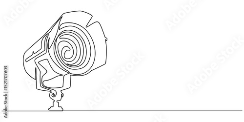TV studio spot light continuous one line drawing, Spotlight Drawing, Spotlight, Light