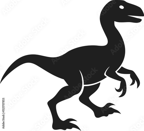 Black velociraptor silhouette dinosaur predator prehistoric isolated fast