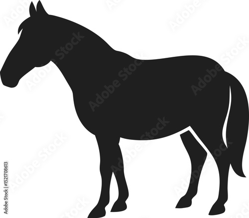 Black pony silhouette showing the charm and sturdy nature of this equidae