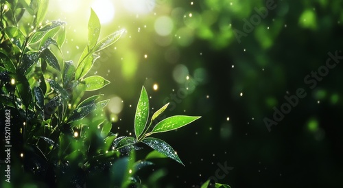 Sunlight Filtering Through Lush Green Leaves in a Vibrant Forest During Late ...