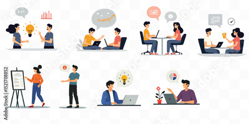 Wallpaper Mural Business people icons and avatars in a team and office setting vector illustration Torontodigital.ca