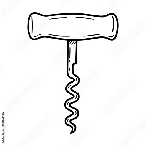 Corkscrew icon coloring page, kitchen tools theme