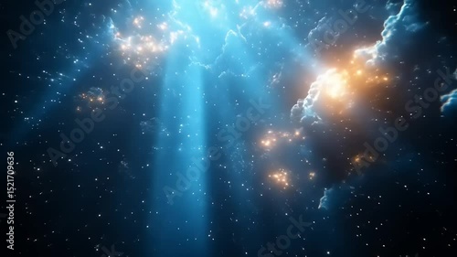 Celestial Light Rays Through Clouds.