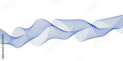Abstract blue background with a glowing abstract waves. Abstract wave element for design. Digital frequency track equalizer, Futuristic background design. Long exposure, Light painting photography.