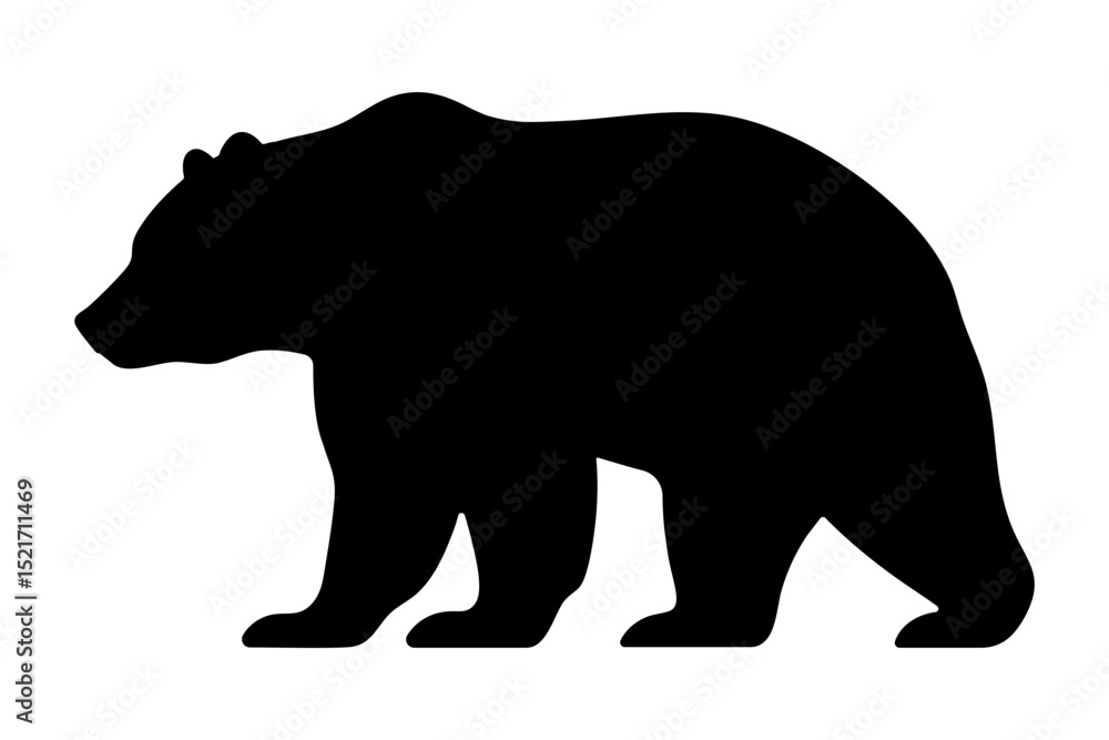 Fototapeta premium Bear walking profile silhouette illustration