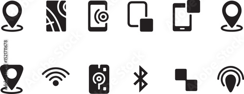 Real-Time Tracking Icon Set – GPS, Location, Map, Delivery & Navigation Icons (AI, EE, Vector)