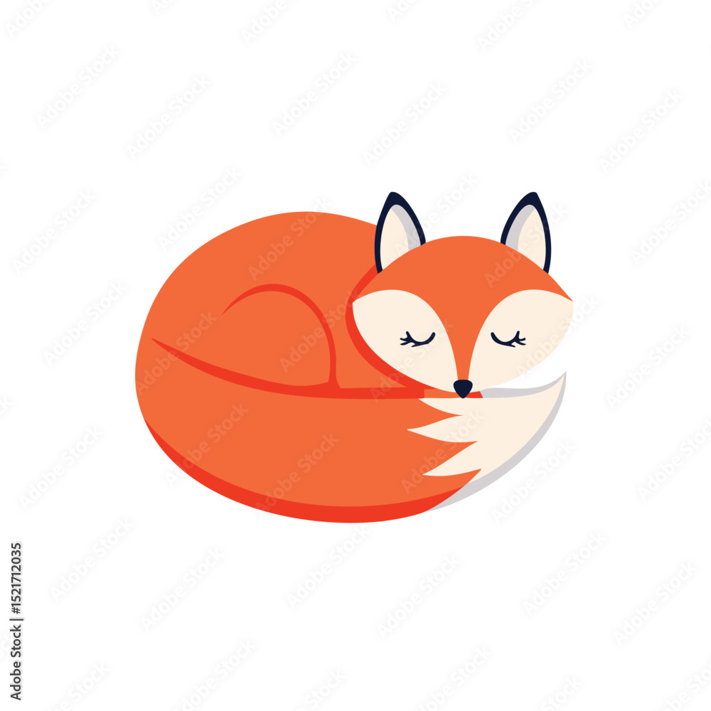 Obraz premium Adorable sleeping fox curled up in a ball