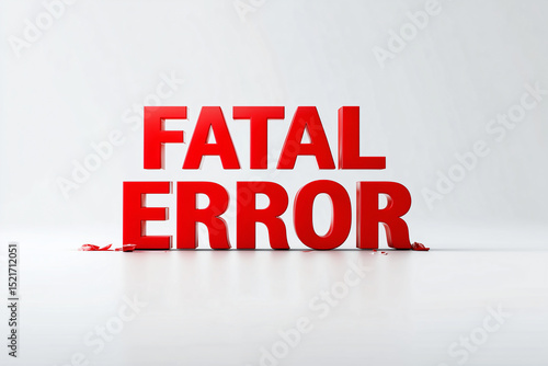 A close-up shot of the phrase "FATAL ERROR" in red letters, a warning sign with significant implications. The text has a three-dimensional effect and placed on a reflective surface