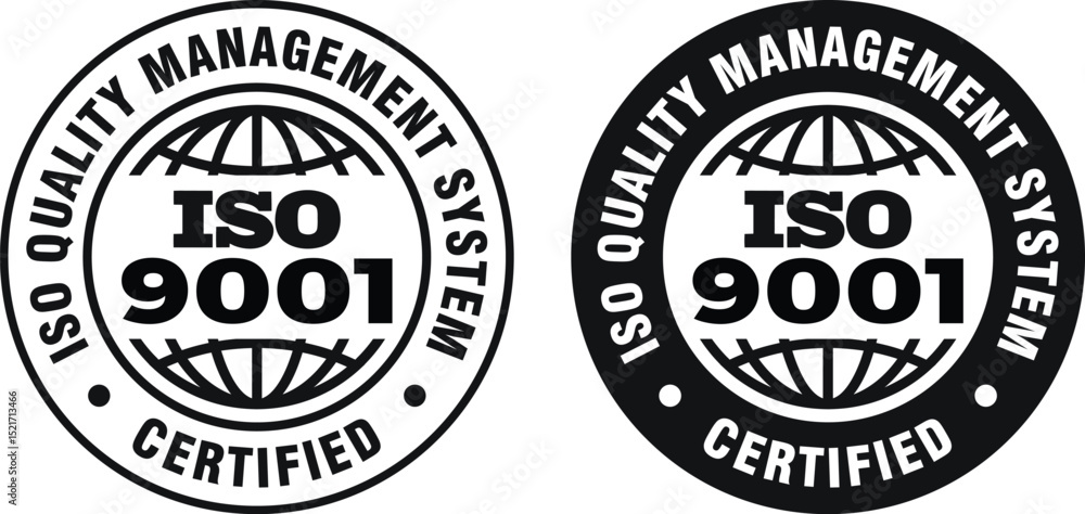 Fototapeta premium ISO 9001 Certified Rubber Stamp Badge Label Logo Vector Design