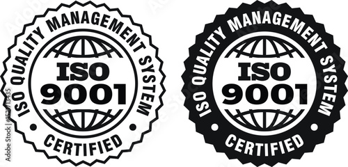 ISO 9001 Certified Rubber Stamp Badge Label Logo Vector Design