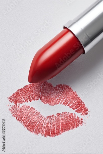 Bright Red Lipstick Leaves a Perfect Kiss Mark on White Paper