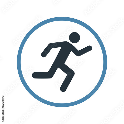 Running man icon in circle fast speed active