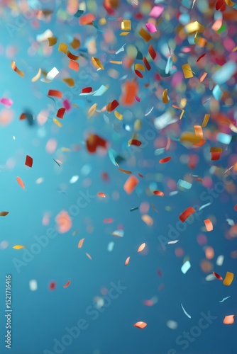 Confetti Falling Against a Blue Background at a Vibrant Celebration.