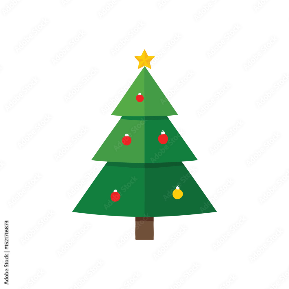 Obraz premium Simple festive christmas tree flat design illustration