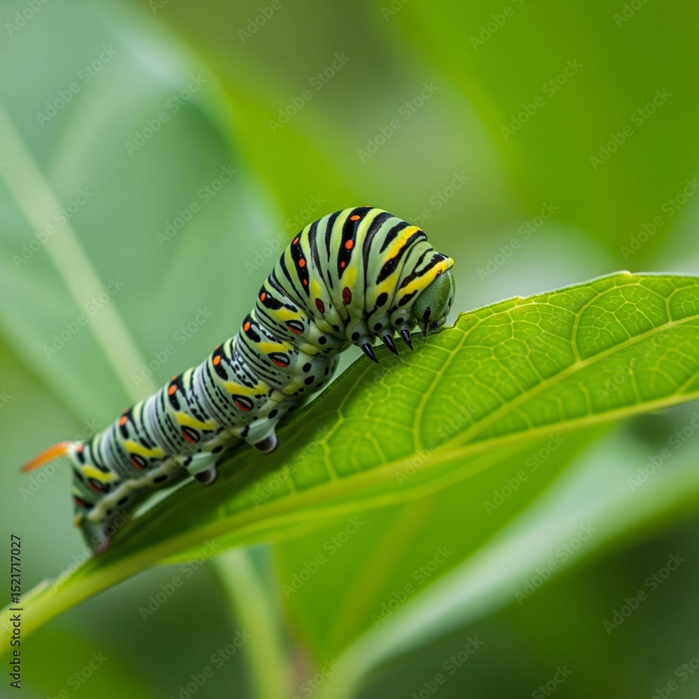 Naklejka premium caterpillar on leaf