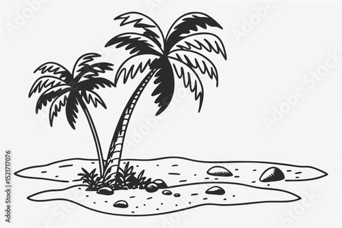 tropical island with palm trees