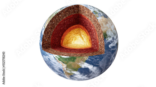 Earth cross section diagram isolated on transparent background