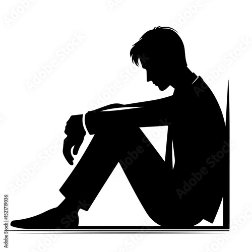Person Sitting Sad Silhouette for Sadness and Introspection Design