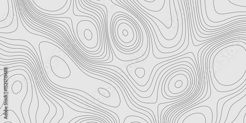 Grey wave paper curved reliefs topographic map contours line geographic abstract background, topographic pattern vintage detailed terrain texture grey contours vector geographic mountain relief grid.
