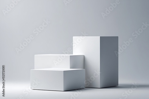 Modern Minimalist White Cube Display Stand Product Presentation, Advertising, and Branding Mockup
