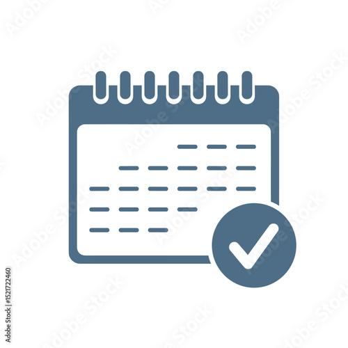 Calendar with Checkmark Icon, Confirmed Event or Schedule